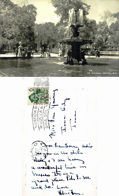 Park Fountain with People