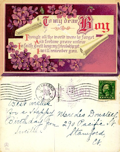 Violets and Sentimental Greeting