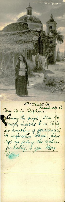 Mexican Woman in Village with Church